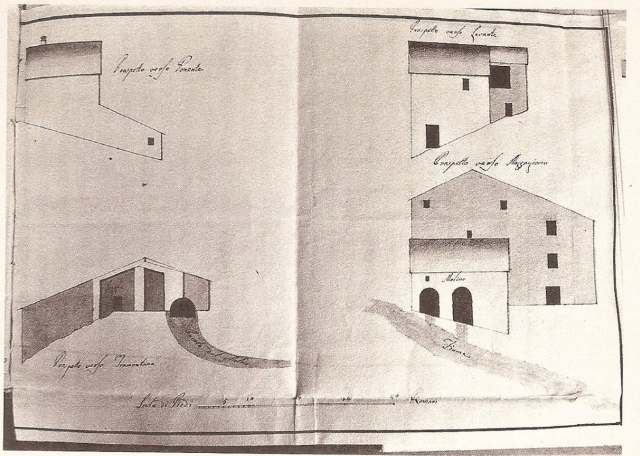 Prospetti del mulino di Via Piana, poi Molino Cesari, eseguiti nel 1797